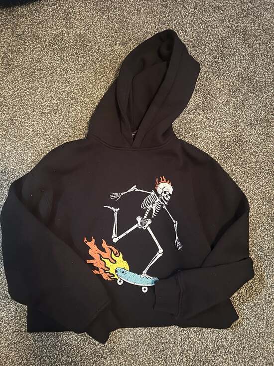 Forever 21 Other - Forever 21 Black Skeleton Skateboarder Flame Hoodie